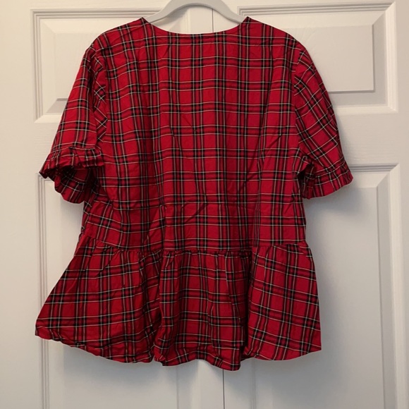 NWT Madewell Studio Ruffle-Hem Top in Clanton Plaid - Picture 9 of 13